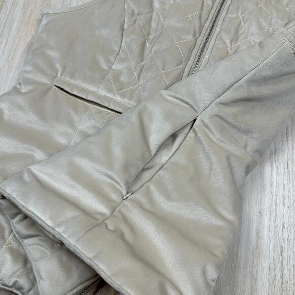 Entro Ivory Quilted Winter Full Zip Sleeveless Outdoor Casual Chic Vest Large - Picture 12 of 16